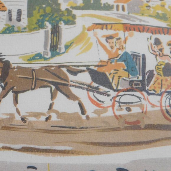 Horse Carriage Lithograph V.A.P. Picnic in Style - Picture 4 of 11
